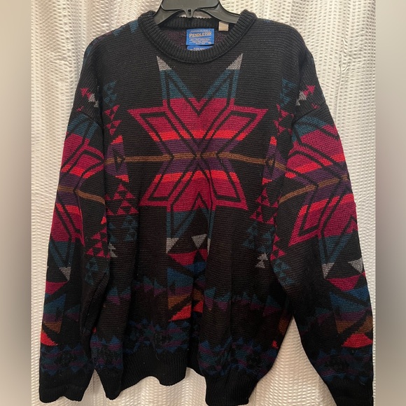 Pendleton Vintage Wool High Grade Western Wear Sweater, Sz XL, Aztec Winter - Picture 4 of 10